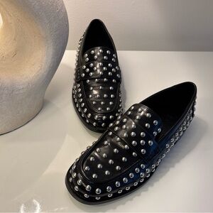 Zara Studded Black Loafers Shoes